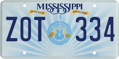 MS license plate ZOT334