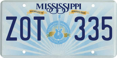MS license plate ZOT335
