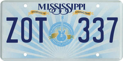MS license plate ZOT337
