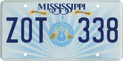 MS license plate ZOT338