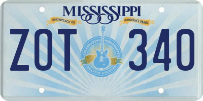 MS license plate ZOT340