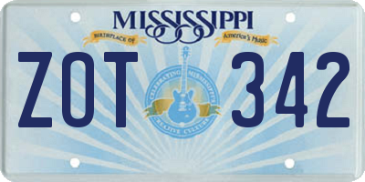 MS license plate ZOT342