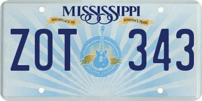 MS license plate ZOT343
