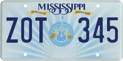MS license plate ZOT345