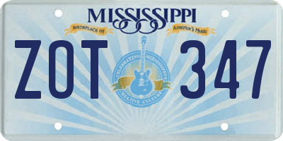 MS license plate ZOT347