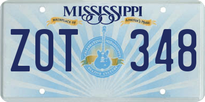 MS license plate ZOT348