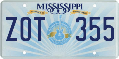 MS license plate ZOT355