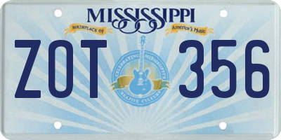 MS license plate ZOT356