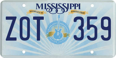 MS license plate ZOT359