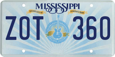 MS license plate ZOT360