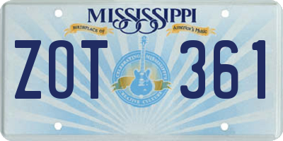 MS license plate ZOT361