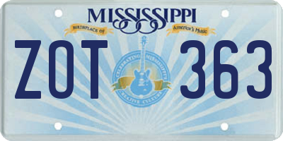 MS license plate ZOT363
