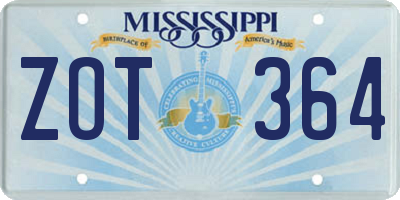 MS license plate ZOT364