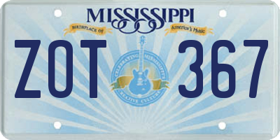 MS license plate ZOT367