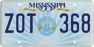 MS license plate ZOT368