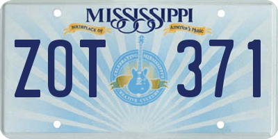 MS license plate ZOT371