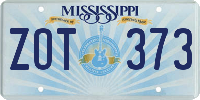 MS license plate ZOT373