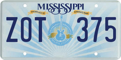 MS license plate ZOT375