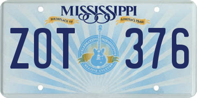 MS license plate ZOT376