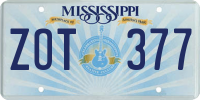 MS license plate ZOT377
