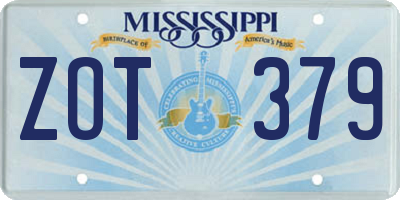 MS license plate ZOT379