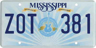 MS license plate ZOT381