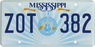 MS license plate ZOT382