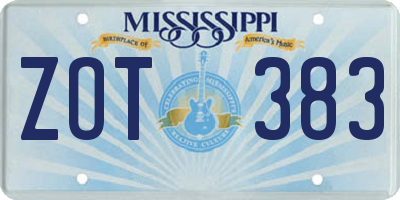 MS license plate ZOT383