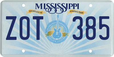 MS license plate ZOT385