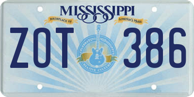MS license plate ZOT386