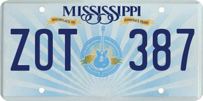 MS license plate ZOT387