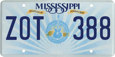 MS license plate ZOT388