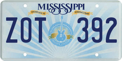 MS license plate ZOT392