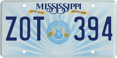 MS license plate ZOT394