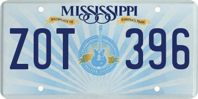 MS license plate ZOT396