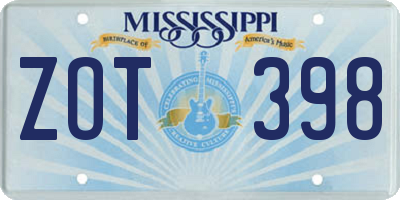 MS license plate ZOT398