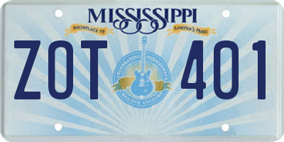 MS license plate ZOT401