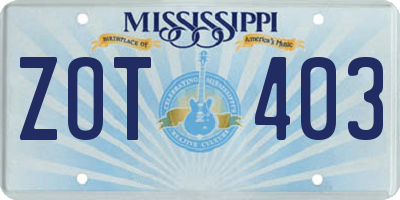 MS license plate ZOT403