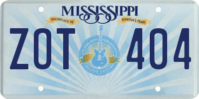 MS license plate ZOT404