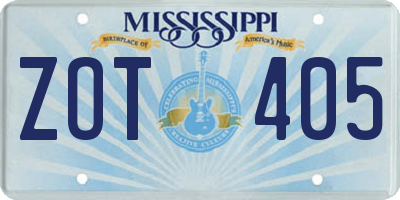 MS license plate ZOT405