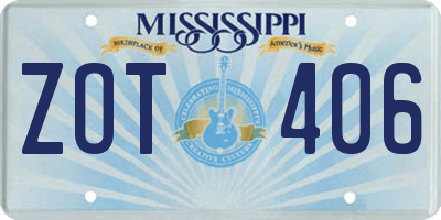 MS license plate ZOT406