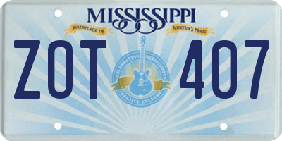 MS license plate ZOT407