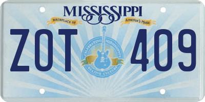 MS license plate ZOT409