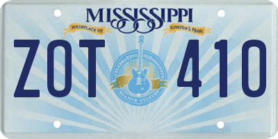 MS license plate ZOT410