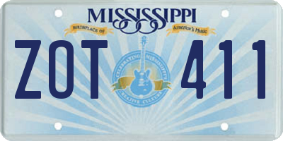 MS license plate ZOT411