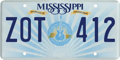MS license plate ZOT412