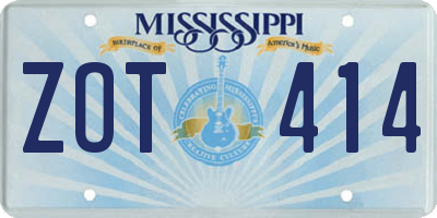 MS license plate ZOT414