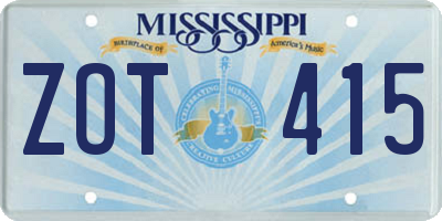 MS license plate ZOT415