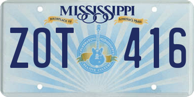 MS license plate ZOT416