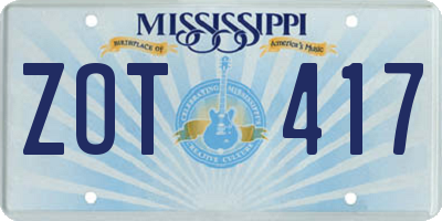 MS license plate ZOT417